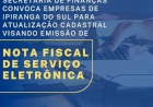 IPIRANGA DO SUL - Secretaria de Finanças convoca empresas de Ipiranga do Sul para atualização cadastral visando emissão de Nota Fiscal de Serviço Eletrônica