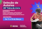 Seleção de autores para participar da 26ª Feira do Livro inicia nesta terça-feira