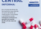 Farmácia Central altera temporariamente horário  de entrega de medicamentos controlados em Getúlio Vargas
