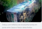 Ônibus com trilheiros cai de ponte na RS-324