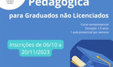 Curso de Formação Pedagógica para Graduados não Licenciados do IFRS – Campus Sertão está com inscrições abertas
