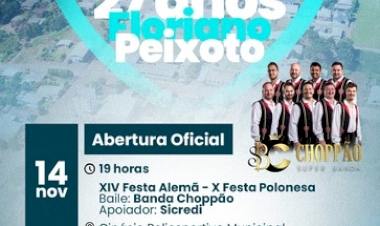 Floriano Peixoto - Contagem regressiva para a XIV Festa Alemã e e X Festa Polonesa