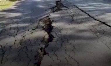 Falha geológica deixa ruas rachadas em Gramado