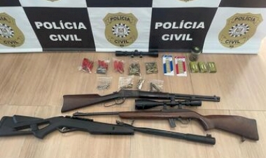 POLÍCIA CIVIL E BRIGADA MILITAR PRENDEM AUTOR DE AMEAÇA POR PORTE ILEGAL DE ARMAS DE FOGO EM ERVAL GRANDE