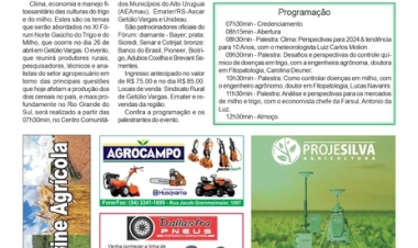 XI Fórum Norte Gaúcho do Trigo e Milho  acontece dia 26 de abril em Getúlio Vargas