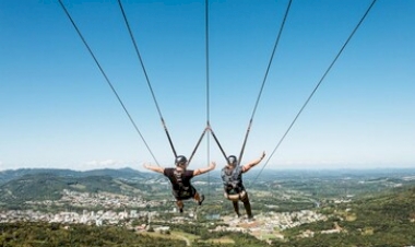 Maior tirolesa urbana do mundo é inaugurada neste sábado na região gaúcha do Vale do Caí