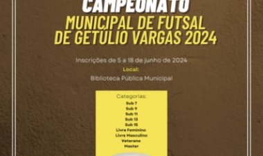 Prefeitura de Getúlio Vargas anuncia Campeonato Municipal de Futsal 2024