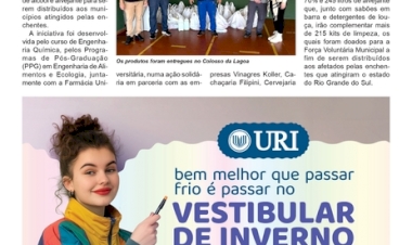 Educação - Uri Erechim - Alcool e alvejantes para comunidades atingidas pelas enchentes