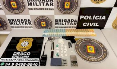 POLÍCIA CIVIL E BRIGADA MILITAR PRENDEM HOMEM POR TRÁFICO DE DROGAS E POSSE ILEGAL DE ARMAS DE FOGO EM ERECHIM