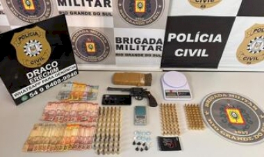 Homem é preso pela PC e BM por tráfico e porte ilegal de arma de fogo. 