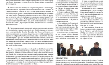 Contexto, por Neivo A T Fabris / RS-135: Corredor do Desenvolvimento; Partidos realizam suas convenções e definem candidatos; Segue a novela da Transbrasiliana; HSAE e ABCS firmam termo de cooperação.