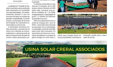 Nova usina solar da Creral vai atender 110 associados