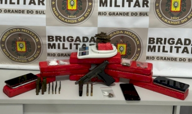 Indivíduo preso com quase seis quilos de drogas, pistola e munições em Aratiba