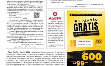 Expo Getúlio Vargas 2024 inicia na próxima quinta-feira (10) / Publicidade Legal