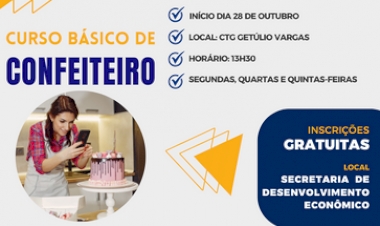 Prefeitura de Getúlio Vargas abre inscrições para curso gratuito de confeiteiro pelo programa RS Qualificação