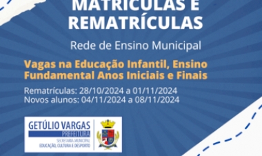 Inscrições e rematrículas para a rede municipal  de ensino começam na próxima semana