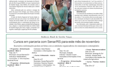 Sindicato Rural de Getúlio Vargas - Cursos em parceria com Senar/RS para este mês de novembro
