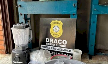 Marau: Polícia Civil localiza laboratório de refino de cocaína