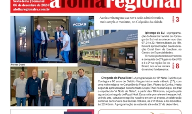 A Folha Regional. Ano 25, nº 1304. Getúlio Vargas RS, 06 de dezembro de 2024.