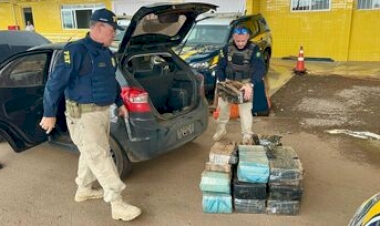 PRF prende traficante transportando mais de 250 quilos de maconha num carro furtado
