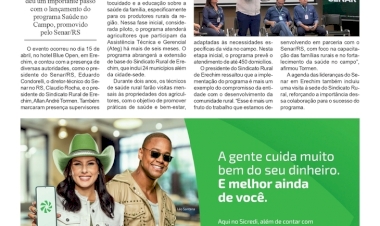 Região recebe projeto-piloto do Senar na área de saúde