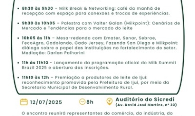 Programação oficial do Milk Summit Brazil 2025 será lançada no Dia Nacional do Produtor de Leite