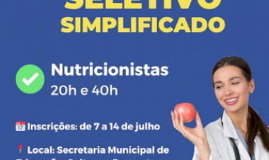 Prefeitura de Getúlio Vargas abre processo seletivo  para contratação temporária de nutricionistas