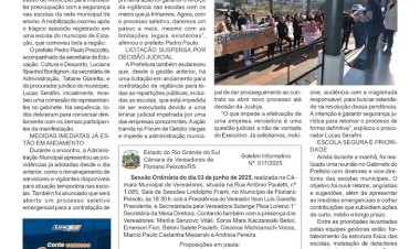 Boletim da Câmara de Floriano Peixoto / Prefeitura de Getúlio Vargas recebe manifestação de pais e anuncia medidas emergenciais e estruturais para reforço da segurança nas escolas