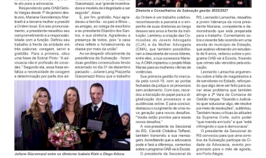 OAB - Presidente da Seccional do RS prestigia a posse festiva da Subseção de Getúlio Vargas