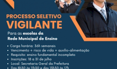 Prefeitura de Getúlio Vargas abre processo seletivo para vigilantes com foco na segurança das escolas