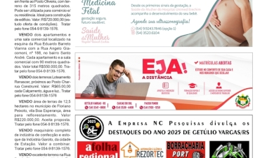 Classificados Regionais /  NC PESQUISA - Destaques do ano de 2025 de Getúlio Vargas / RS.