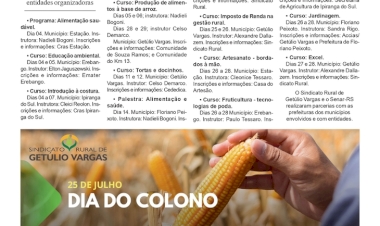 Cursos Para o Mês de Agosto / Especial Dia do Colono e Motorista