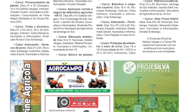 A  Folha Rural - Vitrine Agrícola /   Cursos Para o Mês de Setembro