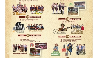 Programação do 15º Acampamento Farroupilha de Getúlio Vargas.