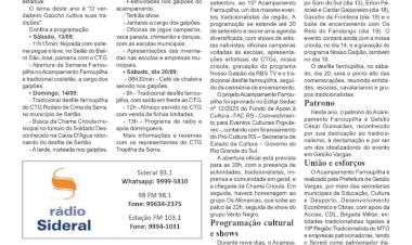 15º Acampamento de Getúlio Vargas começa nesta sexta com programação cultural e shows da Semana Farroupilha. / Programação do Tropilha da Serra de Estação teve início ontem.