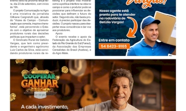 Comunicação, propósito e futuro no agro serão discutidos na terça-feira no auditório do Sindicato Rural de Getúlio Vargas