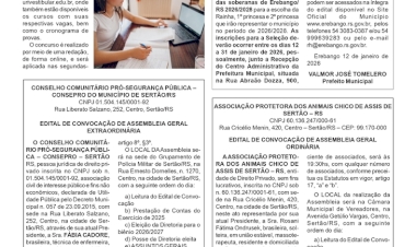 Vestibular de Verão 2º Edição – Continuam abertas as inscrições na URI  /  Publicidade Legal