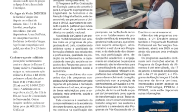 Mestrados e doutorados da URI aumentam seus conceitos na avaliação da Capes / NOTAS