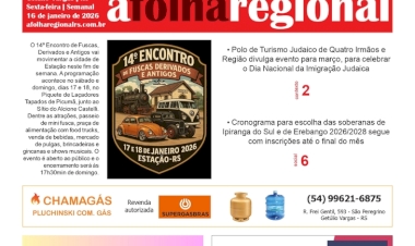 A FOLHA REGIONAL – Ano 27, nº 1.361. Getúlio Vargas RS, 16 de janeiro de 2026.