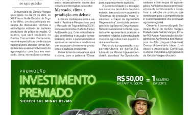 Getúlio Vargas sediará o XIII Fórum Norte Gaúcho do Trigo e do Milho no dia 24 de abril