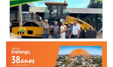 Erebango 38 Anos - Município adquire novo equipamento Rolo compactador vai fortalecer a infraestrutura