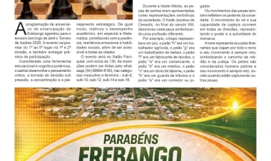 Erebango 38 Anos - Torneio de Xadrez será no dia 18 de abril