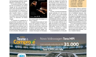 Melodias em Movimento traz concerto gratuito de piano a Getúlio Vargas