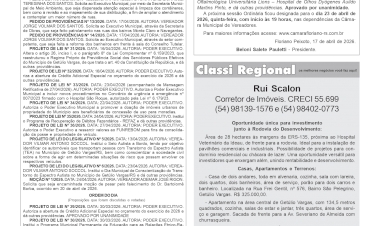 Classificados Regional/ Câmara de Floriano Peixoto / Câmara de Getúlio Vargas
