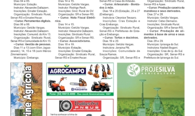 Sindicato Rural de Getúlio Vargas e Senar-RS promovem cursos na região em parceria com prefeituras e entidades