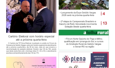 A FOLHA REGIONAL Ano 27, nº 1.376. Getúlio Vargas RS, 01 de maio de 2026.