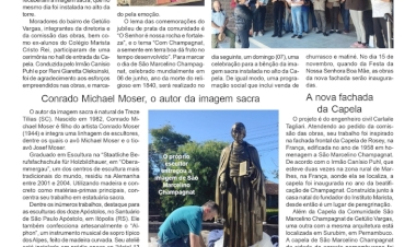 Imagem sacra de São Marcelino Champagnat já está no alto da Capela