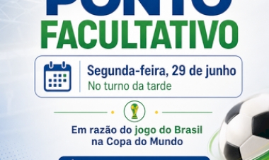 Getúlio Vargas terá ponto facultativo na tarde de segunda-feira, dia 29, em razão do jogo do Brasil na Copa do Mundo