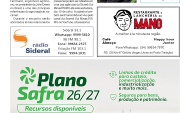 Lançamento do Plano Safra 26/27 do Sicredi Sul Minas será com jantar-palestra no dia 14