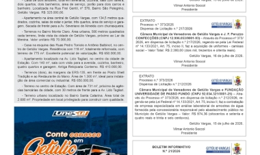 Câmara de Vereadores de Getúlio Vargas - Boletim Informativo nº 21/2026 Termo Aditivo e Extratos.. Classificados 